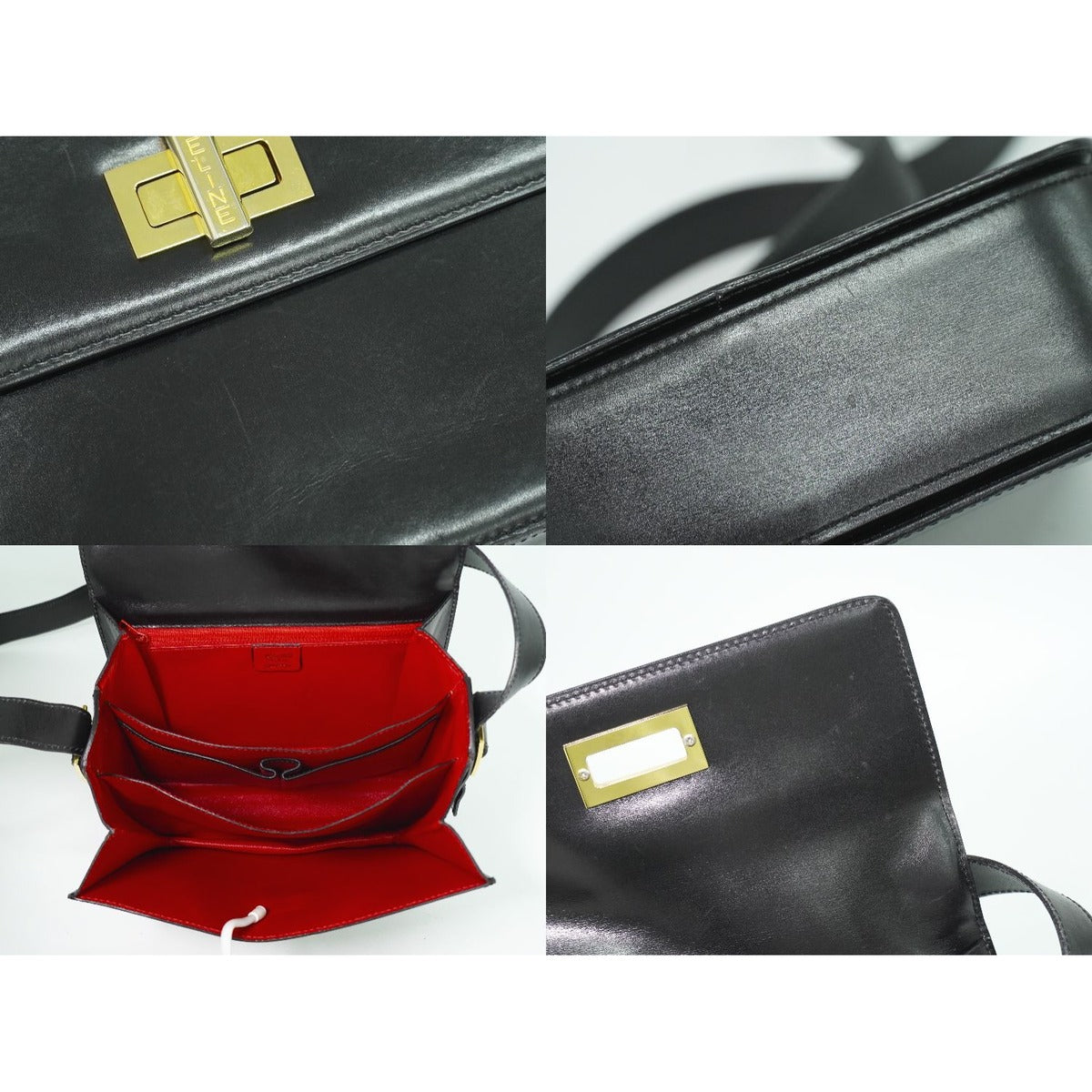 Celine Leather Shoulder Bag Pochette Black — view 8