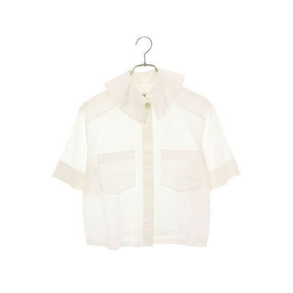 Chanel CC Logo Button Big Collar Short Sleeve Shirt 36