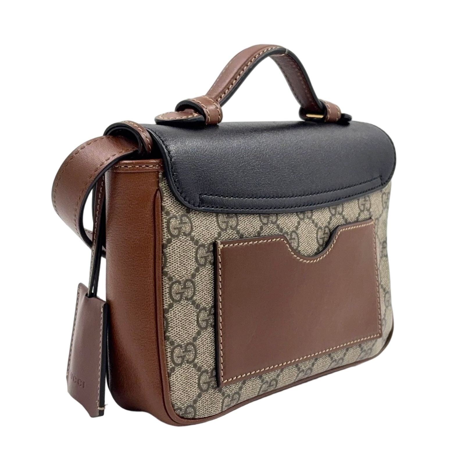 Gucci Padlock Mini 2-Way Hand Leather Brown Black Beige Shoulder Bag Gold — view 2