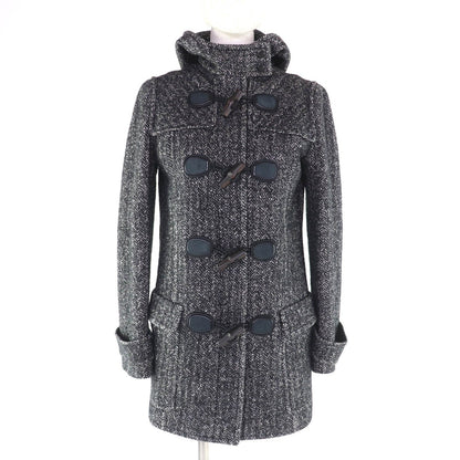 Gucci Wool Cotton Blend Hood Duffel Coat with Toggle Buttons Black