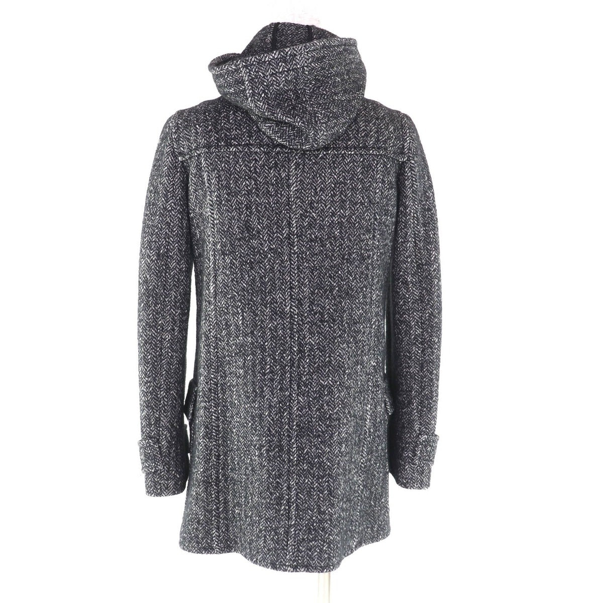 Gucci Wool Cotton Blend Hood Duffel Coat with Toggle Buttons Black — view 3