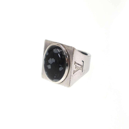 Louis Vuitton Chevalier Marblestone Ring Silver Black