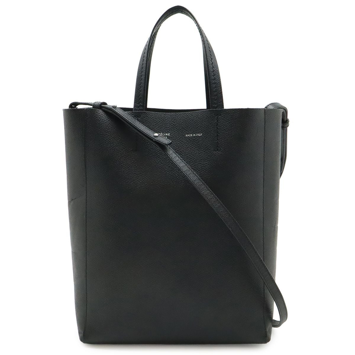 Celine Vertical Cabas Small Tote 2-Way Shoulder Bag Crossbody Leather Black