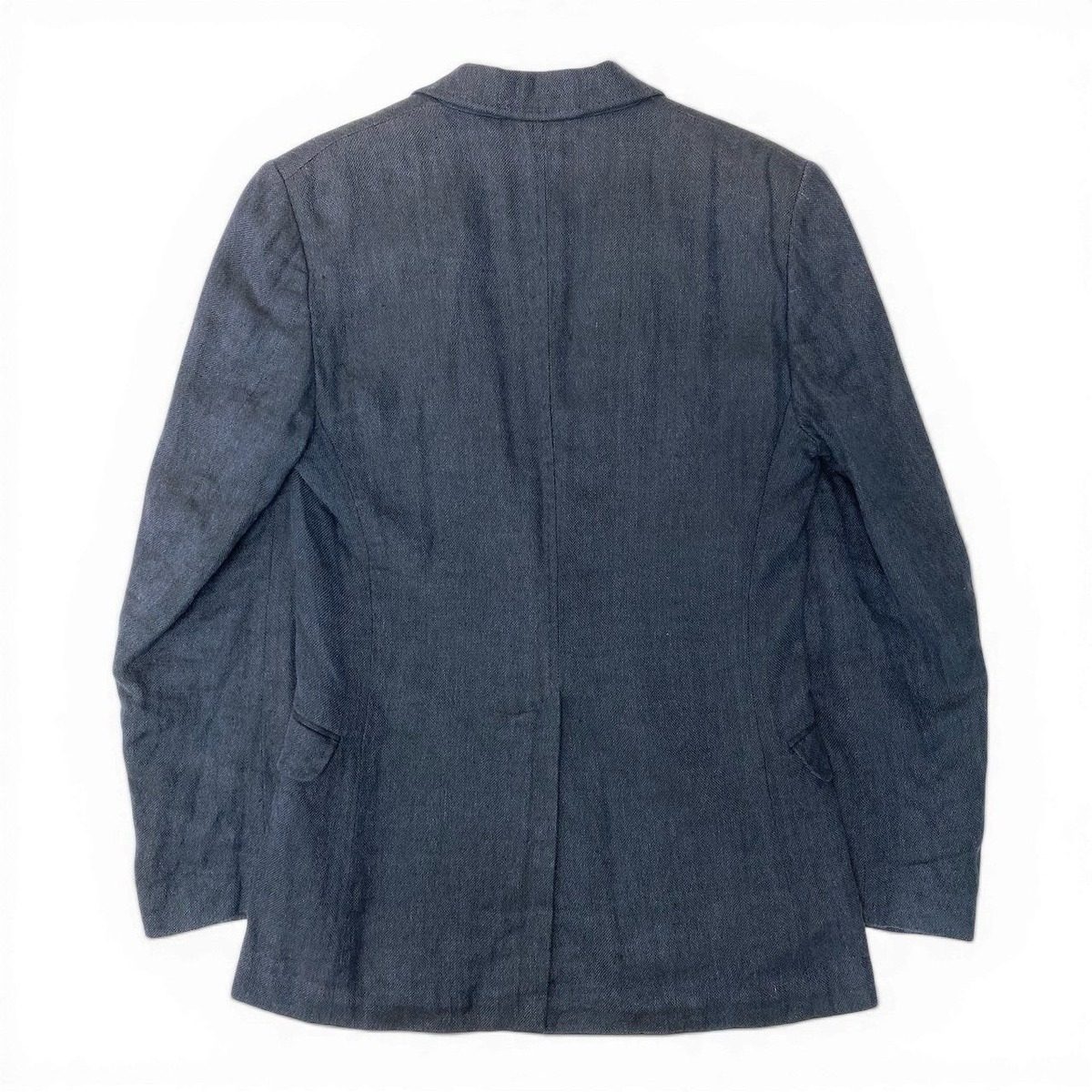 Dolce & Gabbana Tailored Jacket Blue Leather Logo Patch Button 44 Navy Cotton — view 3