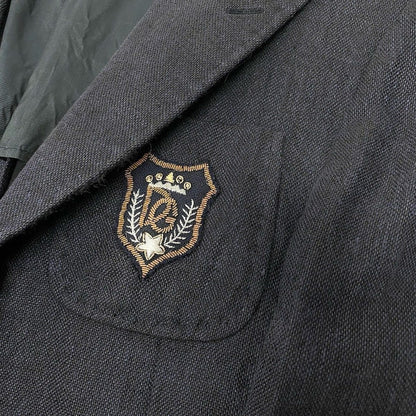 Dolce & Gabbana Tailored Jacket Blue Leather Logo Patch Button 44 Navy Cotton — view 8