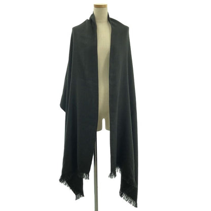 Hermes Jacquard Logo Fringe Large Shawl Scarf Black