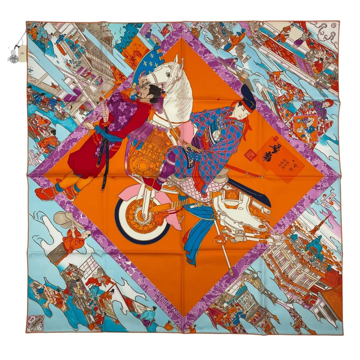 Hermes Scarf Carre 90 100% Silk Les Artisans D' Craftsmen Orange Box — view 2