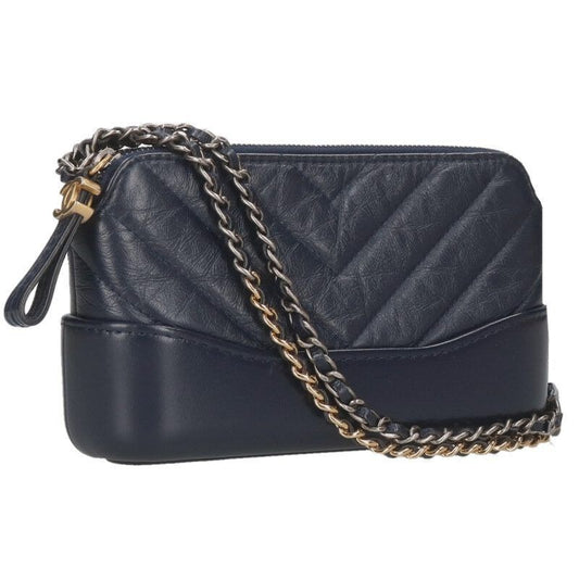 Chanel Gabrielle De Chevron Aged Calfskin Chain Wallet