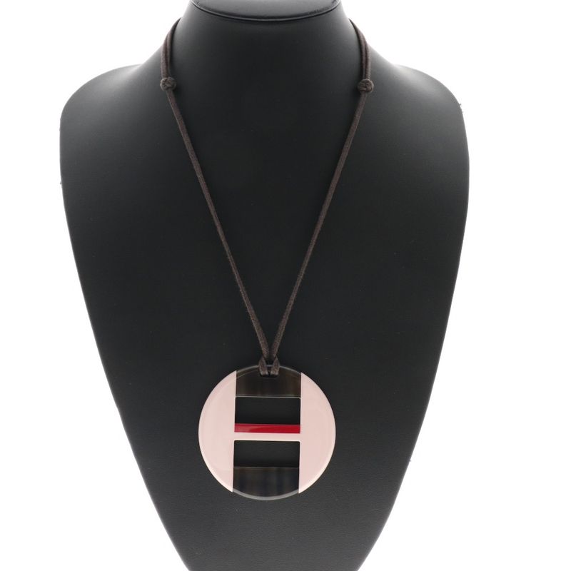 Hermes Buffalo Horn Brown Ladies 16.5g Necklace