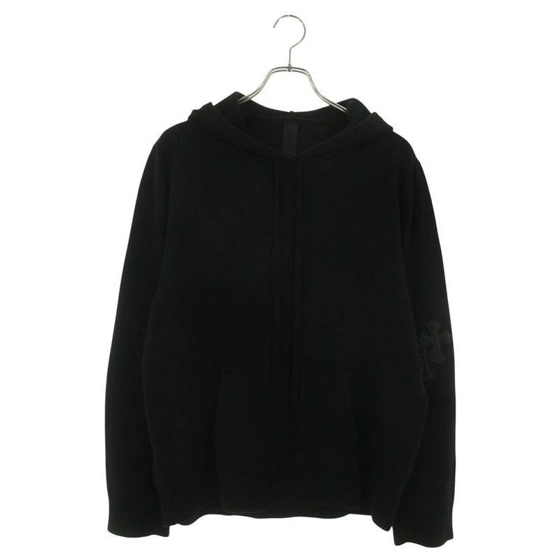 Chrome Hearts Not Leather Cross Patch Cashmere Knit Pullover Hoodie with