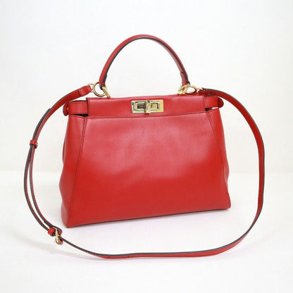 Fendi Peekaboo Shoulder Bag Leather Scarf