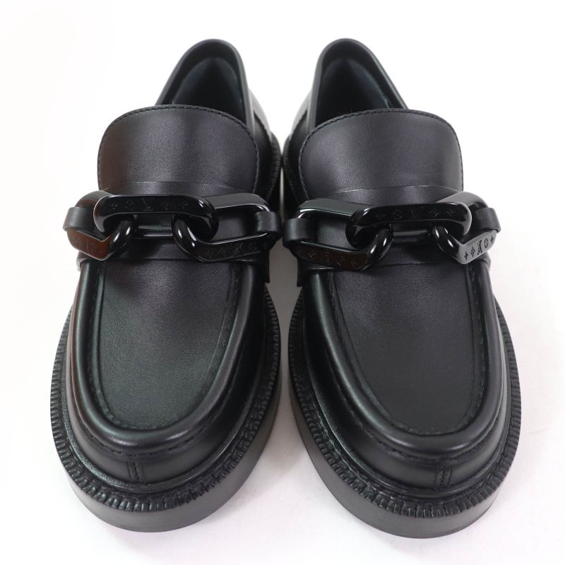 Louis Vuitton Academy Line Leather Shoes Black 34.5 With Box And Storage Bag