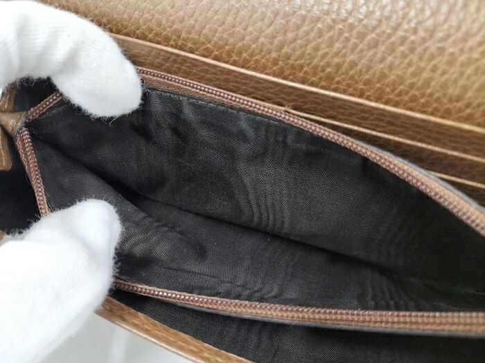 Gucci Bifold Long Wallet In GG Canvas Beige Brown 346058