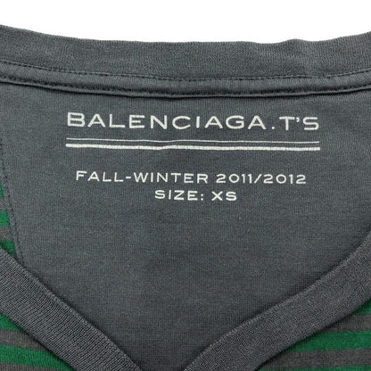 Balenciaga 11aw Paneled Henley Neck Striped Cut & Sewn 273970 Tv977 Green XS