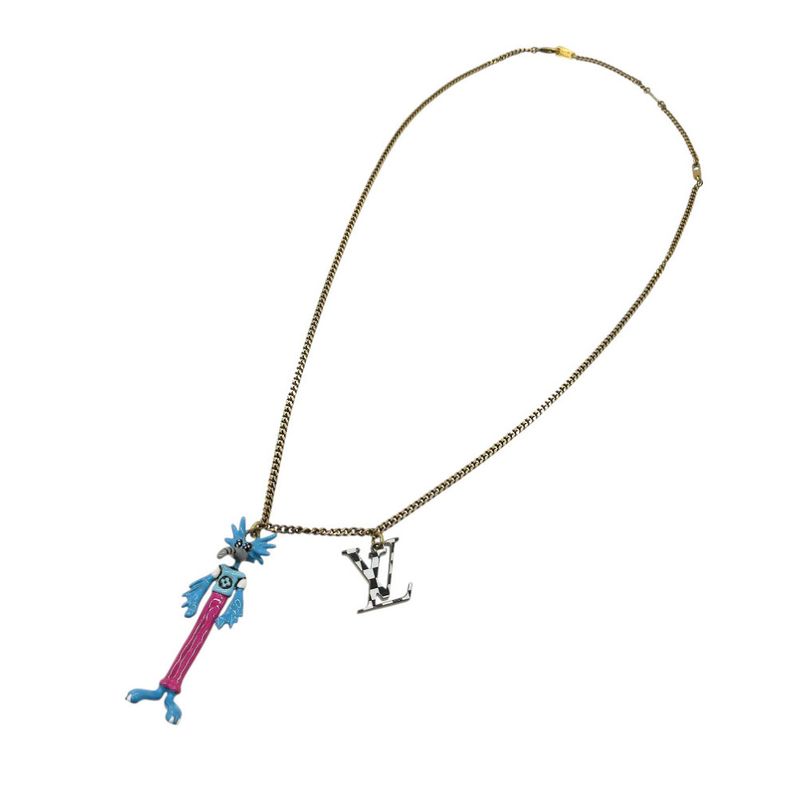 Louis Vuitton LV Animal's Zoom Kun Mp2928 Necklace Metal/enamel Gold/blue/pink