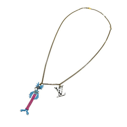 Louis Vuitton LV Animal's Zoom Kun Mp2928 Necklace Metal/enamel Gold/blue/pink