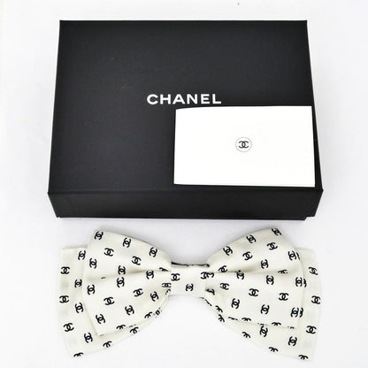Chanel Valletta Aaa821 Ribbon White Logo COCO Silver-hardware Hair