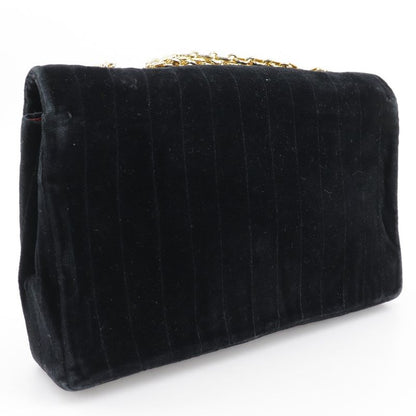 Chanel Chain Shoulder Mademoiselle Double Chain Velour Black Ladies Shoulder Bag