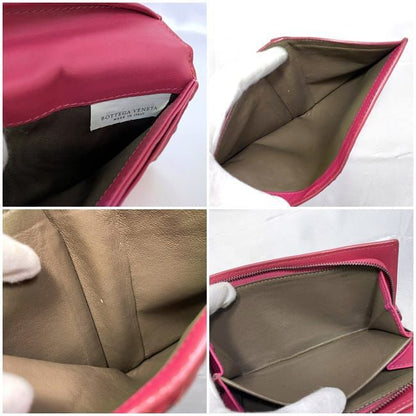 Bottega Veneta Bifold Wallet Pink Intrecciato Excellent Condition Hook