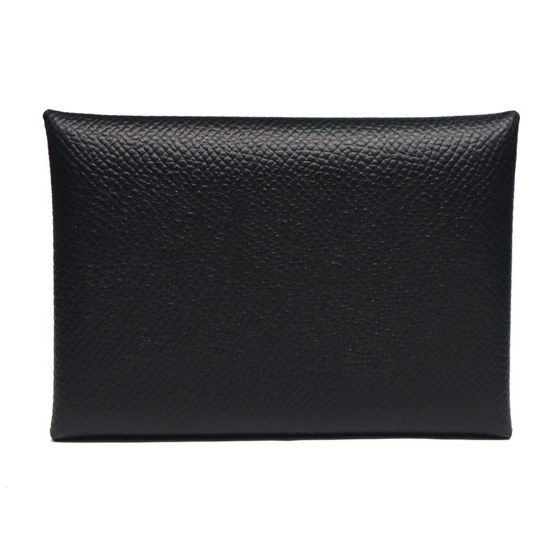 Hermes Calvidio Vo-epson Black B Engraved Coin Case Card Case Men's