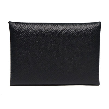 Hermes Calvidio Vo-epson Black B Engraved Coin Case Card Case Men's