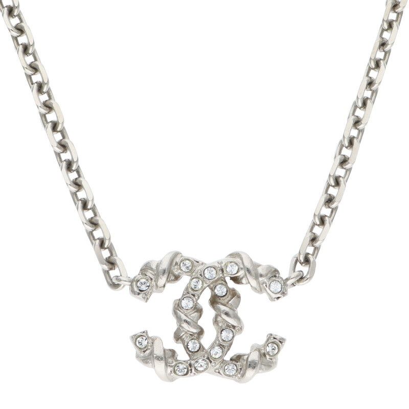 Chanel Coco Mark Silver Necklace Women
