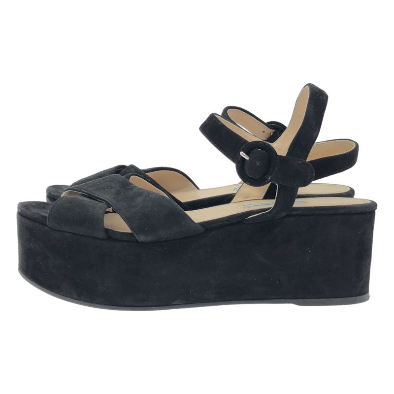 Prada Platform Suede Sandals Black 37 1 2