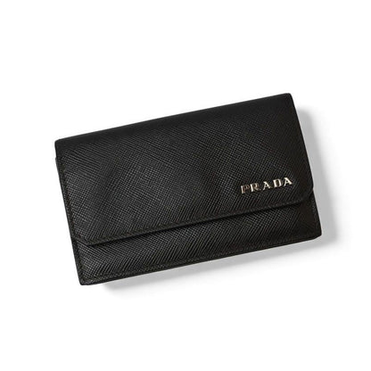 Prada Card Case Coin Business Holder Logo Leather Nero Black — view 2