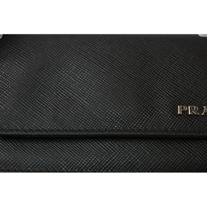 Prada Card Case Coin Business Holder Logo Leather Nero Black — view 5