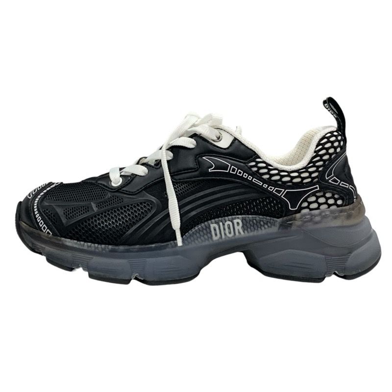 Christian DIOR Vibe Sneakers Shoes Leather Rubber Black White Black Logo Mesh