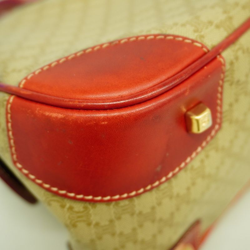 Celine Handbag Macadam PVC Beige Red Gold Hardware Women