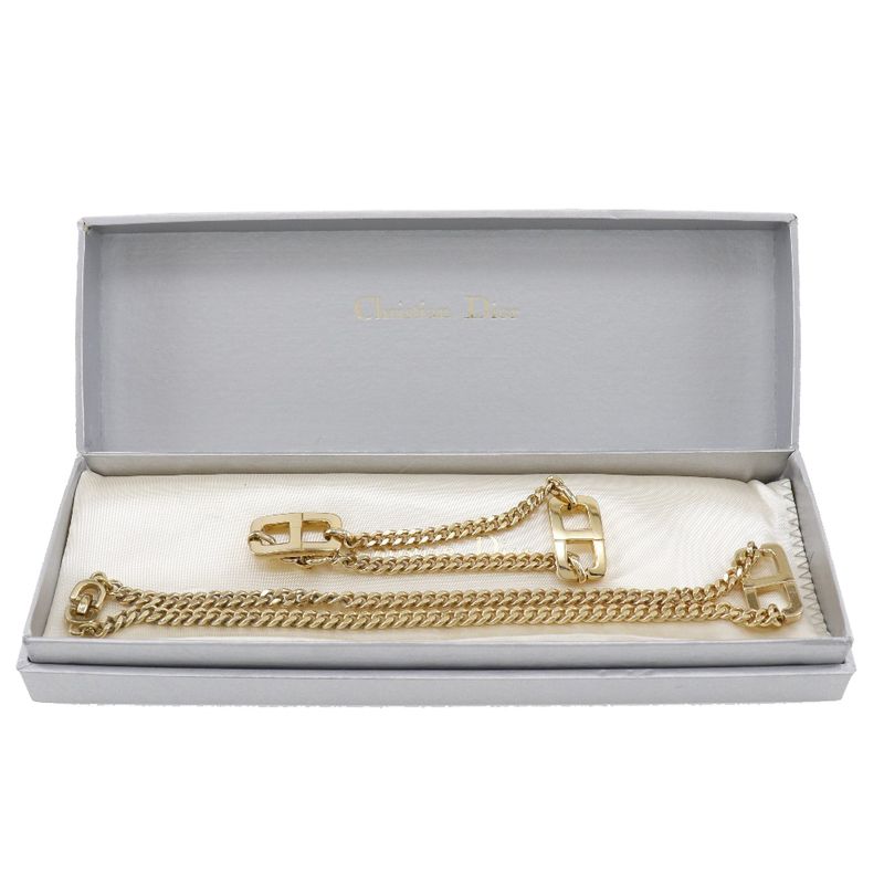 [dior] Christian Dior Bracelet Set CD Logo Gold Plated Ladies 21.1g Necklace