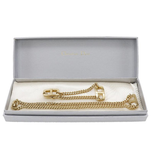 [dior] Christian Dior Bracelet Set CD Logo Gold Plated Ladies 21.1g Necklace