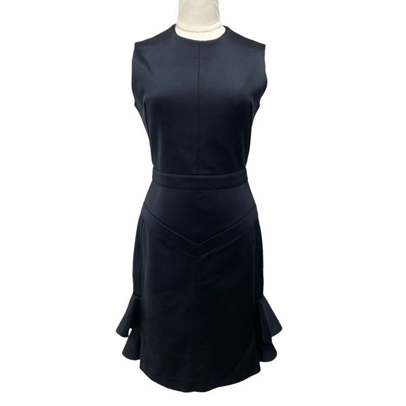 Louis Vuitton Dress Black Silver Sleeveless Ruffle