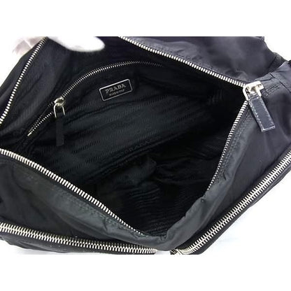 Prada Shoulder Bag Triangle Logo Bt1738 Black Tessuto Nylon — view 6