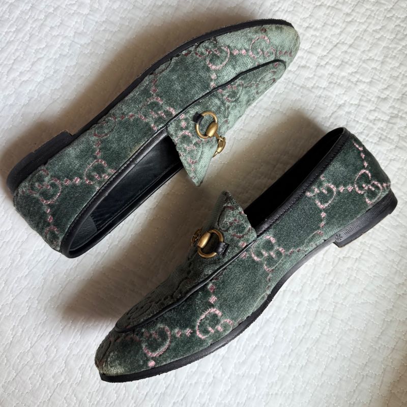 Gucci Jordane GG Pattern Horsebit Loafers Velvet Velour 35 1 2 22.5cm (8.86in)