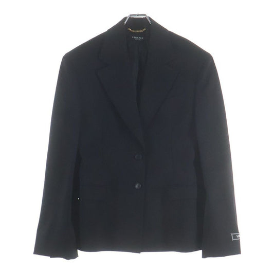 Versace Logo Label Wool Terre Jacket Black