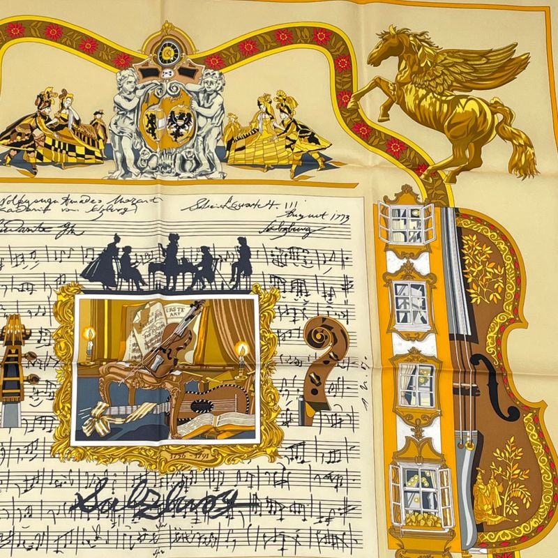 Hermes Carre 90 In Salzburg At Salzburg Yellow And Orange Scarf Silk