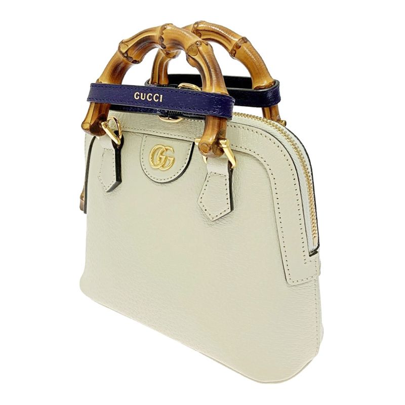 Gucci 715775/520981 Leather Diana Mini Bamboo 2way Handbag Ladies White 362693