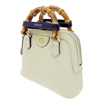 Gucci 715775/520981 Leather Diana Mini Bamboo 2way Handbag Ladies White 362693