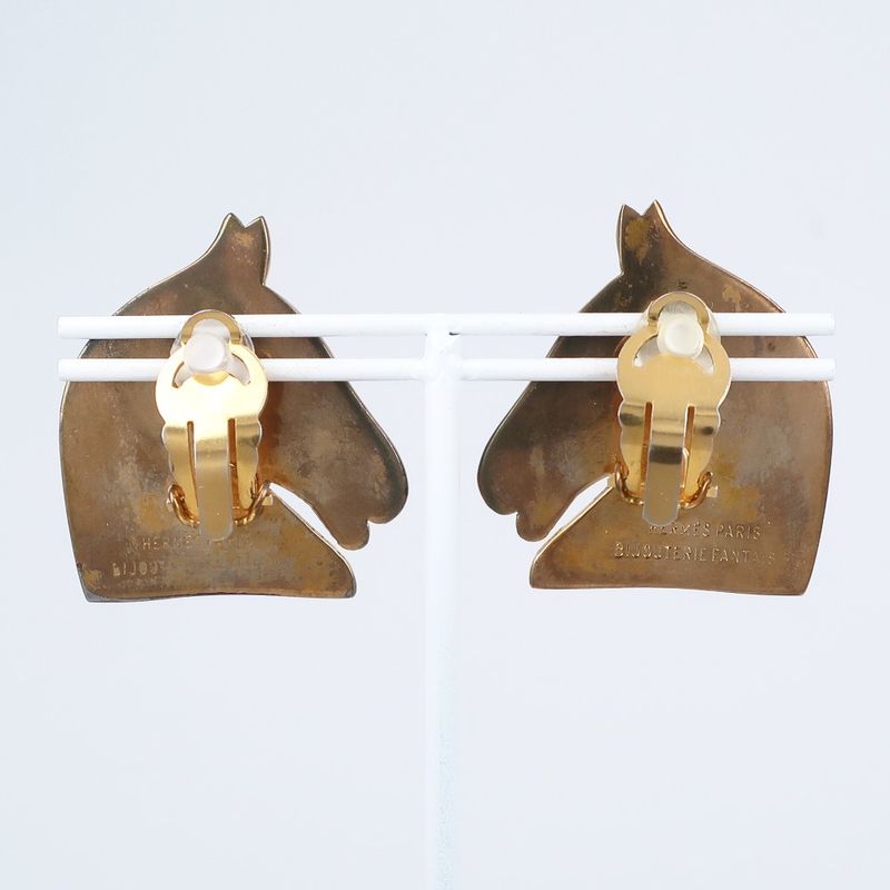 Hermes Cheval Bijouterie Fantaisie Gold Plated Ladies 26.4g Earrings