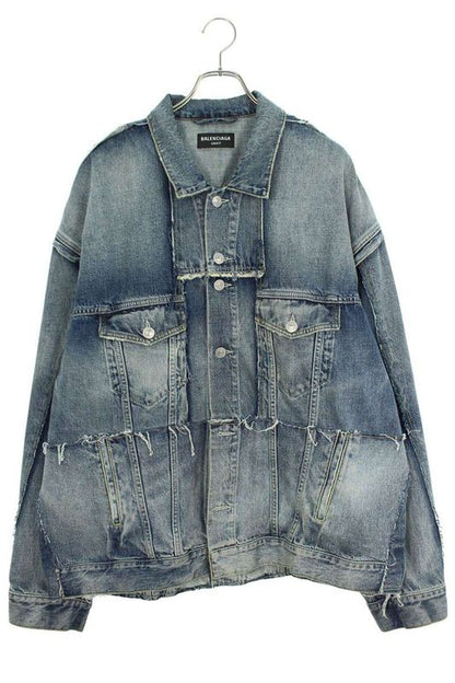 Balenciaga 22AW 697779 Tmw26 Cut Reconstruction Design Oversized Denim Jacket