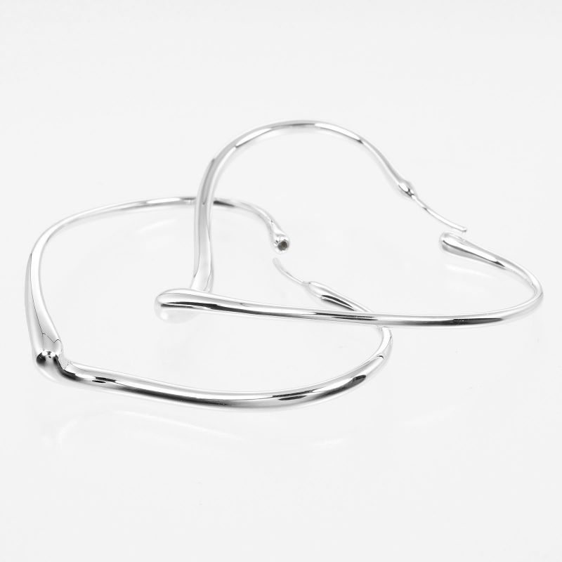 Tiffany & Co Open Heart Hoop Medium 925 Silver Ladies 9.85g Earrings