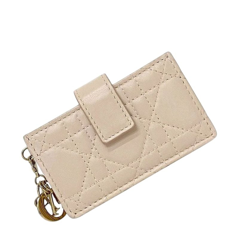 Christian Dior Card Case Beige Lady Cannage