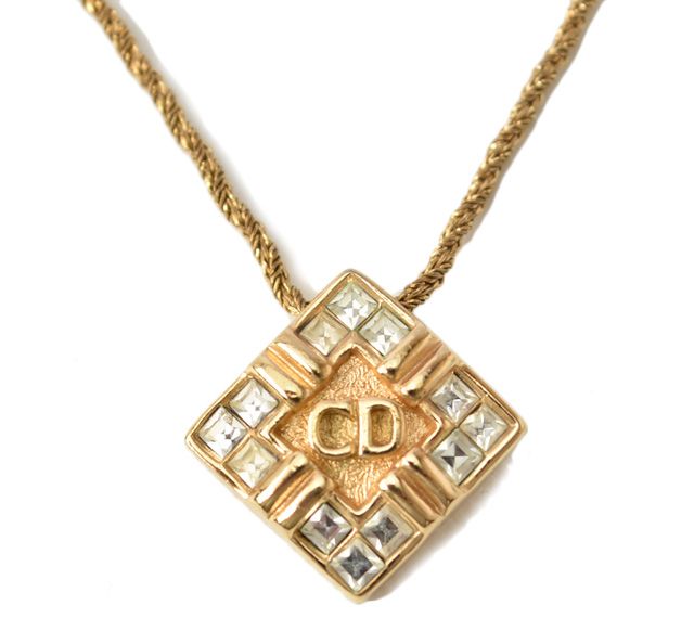 Christian Dior Necklace Vintage Square Gold
