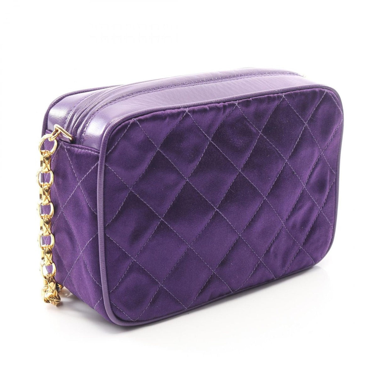 Chanel Shoulder Bag Quilted Purple Fabric Fringe Mini Chain — view 2