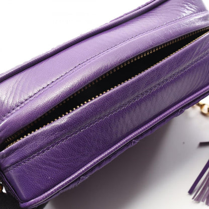 Chanel Shoulder Bag Quilted Purple Fabric Fringe Mini Chain — view 8