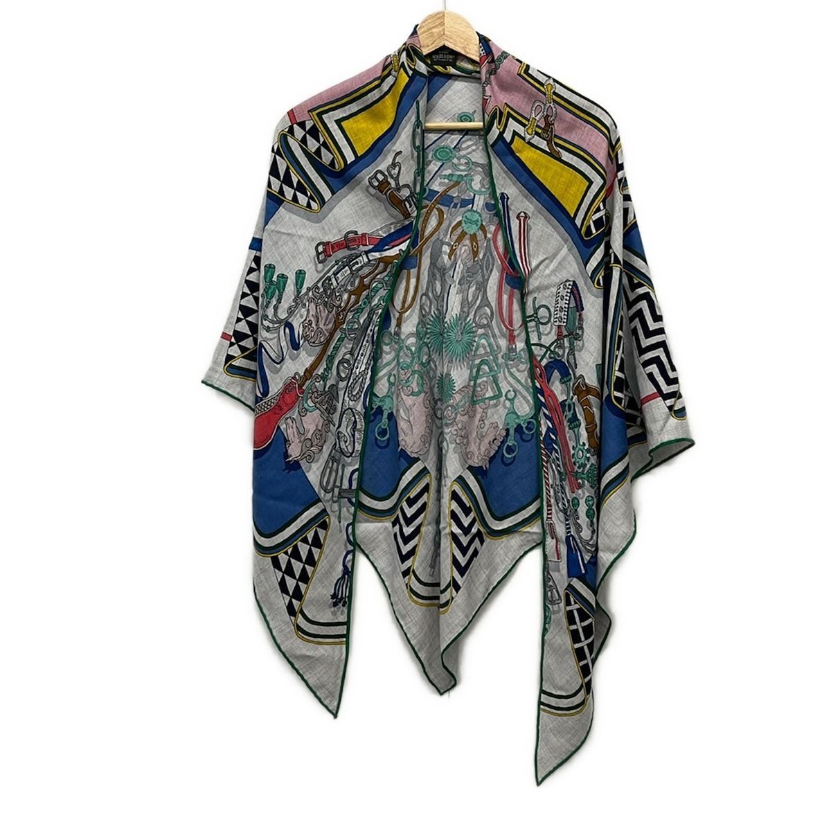 Hermes Shawl Triangle Jean Gray Light Pink Multi Cashmere Silk Scarf