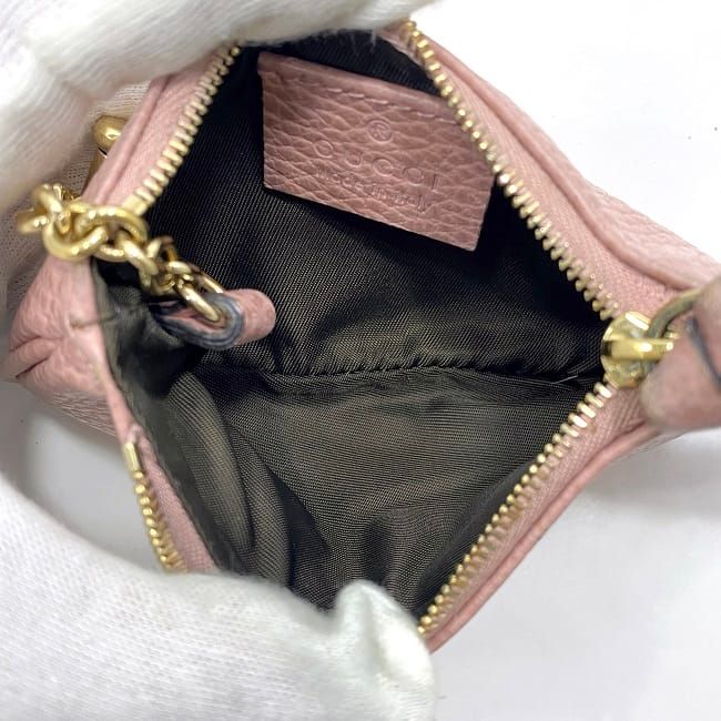Gucci Coin Case With Key Ring Pink 368879 Excellent Condition Preowned Leather