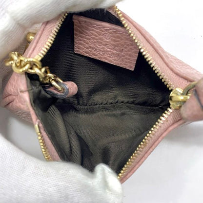 Gucci Coin Case With Key Ring Pink 368879 Excellent Condition Preowned Leather